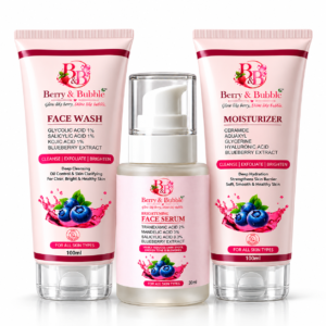 Berry & Bubble Skincare Trio – Face Wash, Brightening Face Serum & Moisturizer